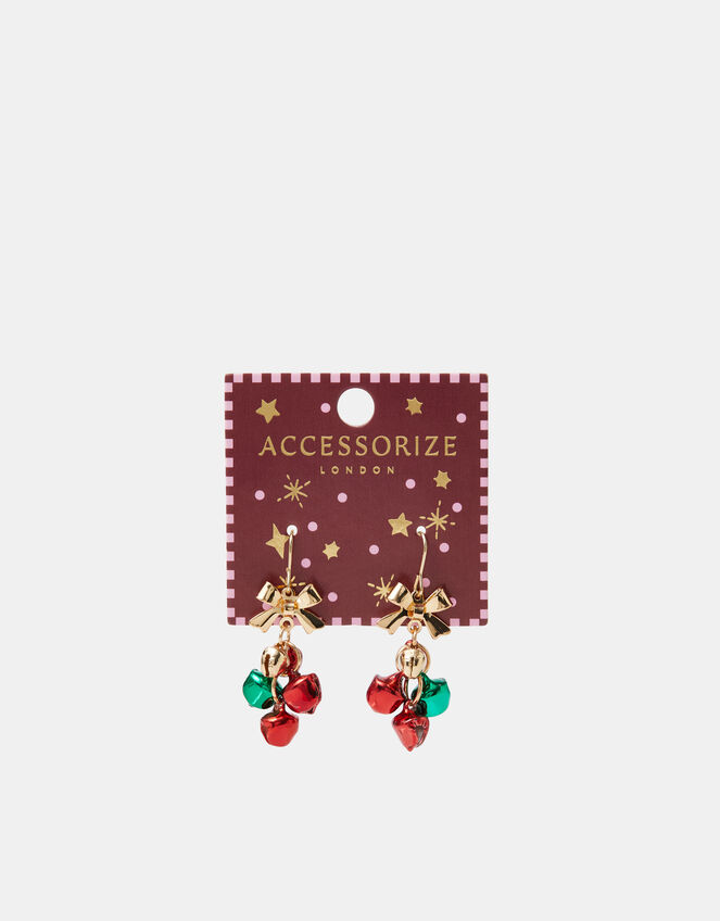 Christmas Jingle Bell Drop Earrings, , large