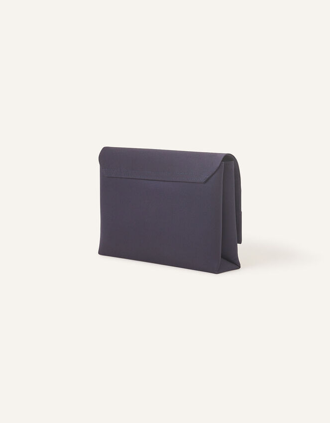 Satin Fold Over Clutch Bag, Blue (NAVY), large