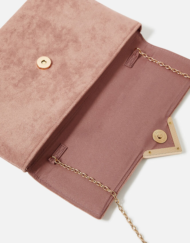 Natalie Suedette Envelope Clutch Bag, Pink (PALE PINK), large