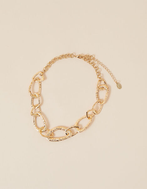 Textured Irregular Chain Link Collar Necklace, , large