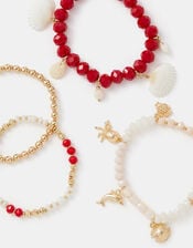 4-Pack Chunky Beaded Charm Bracelets, , large