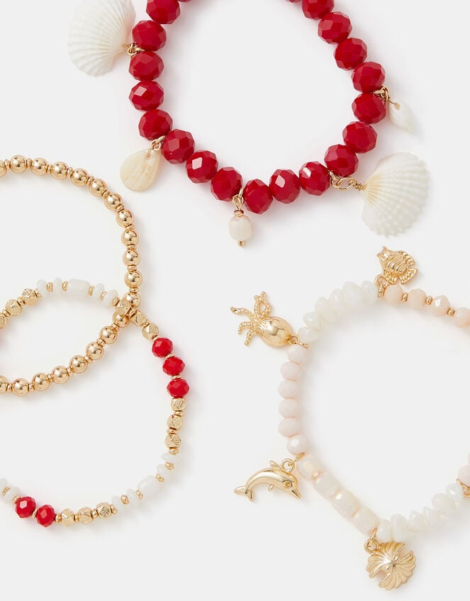 4-Pack Chunky Beaded Charm Bracelets, , large