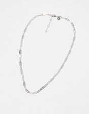 Platinum-Plated Paperclip Chain Necklace, , large