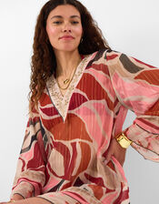 Abstract Chiffon Mini Kaftan , Multi (MULTI), large