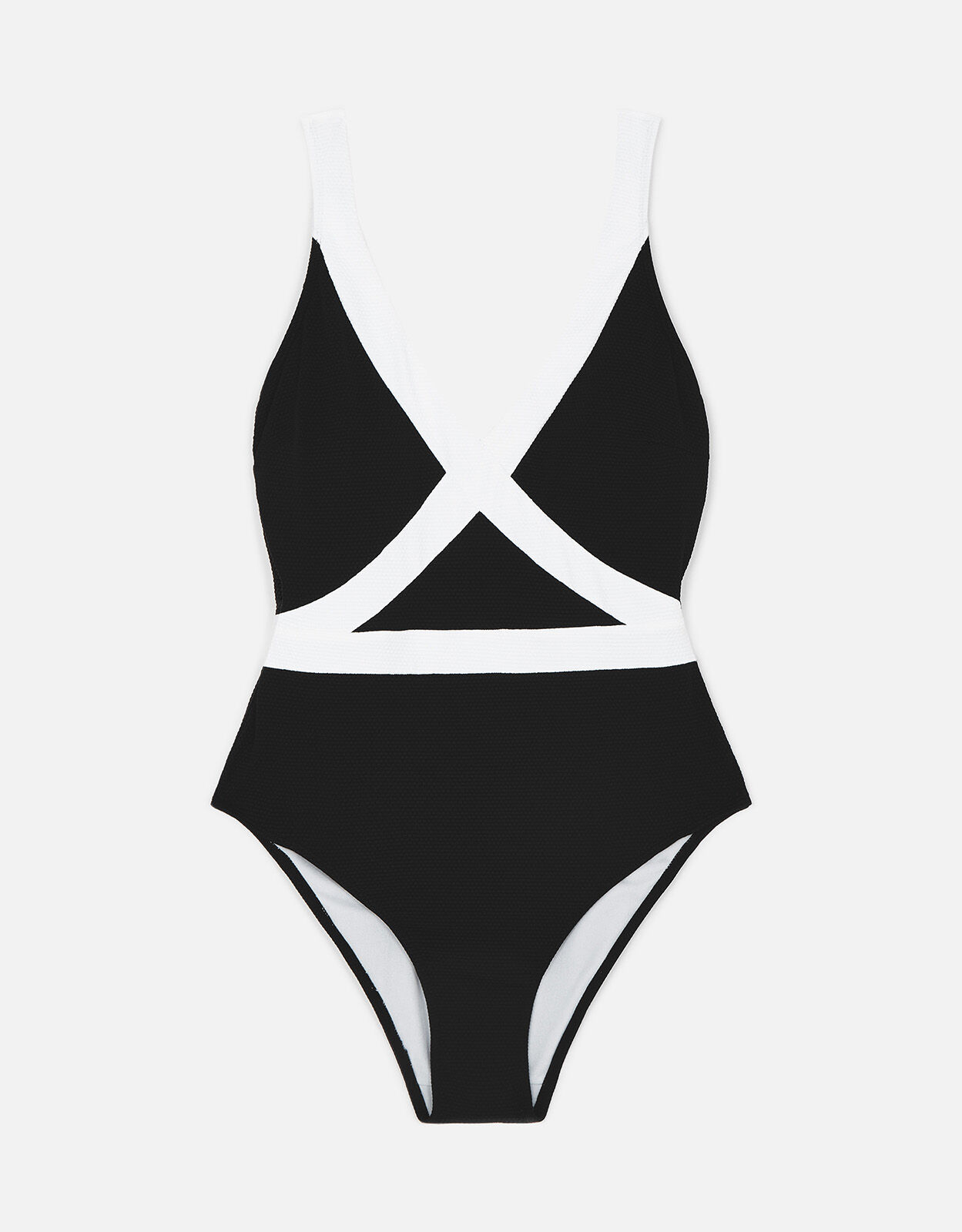 Monochrome Textured Shaping Swimsuit Black Swimsuits Accessorize UK