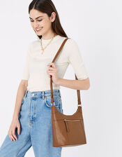 Sadie Leather Scoop Cross-Body , Tan (TAN), large