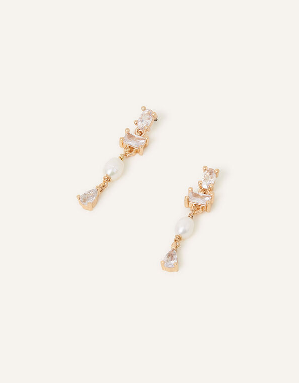 Crystal Pearl Drop Earrings, , large