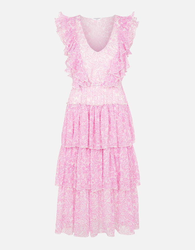 Floral Midi Ruffle Dress, Pink (PINK), large