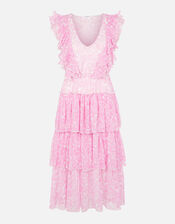 Floral Midi Ruffle Dress, Pink (PINK), large