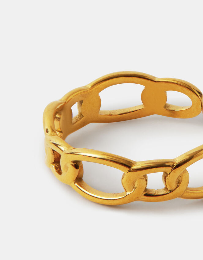 Stainless Steel Adjustable Chain Ring, Gold (GOLD), large
