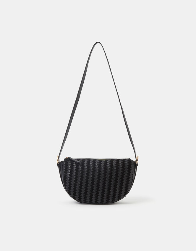 Woven Leather Crossbody Bag, , large