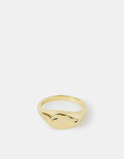 14ct Gold-Plated Molten Signet Ring, Gold (GOLD), large