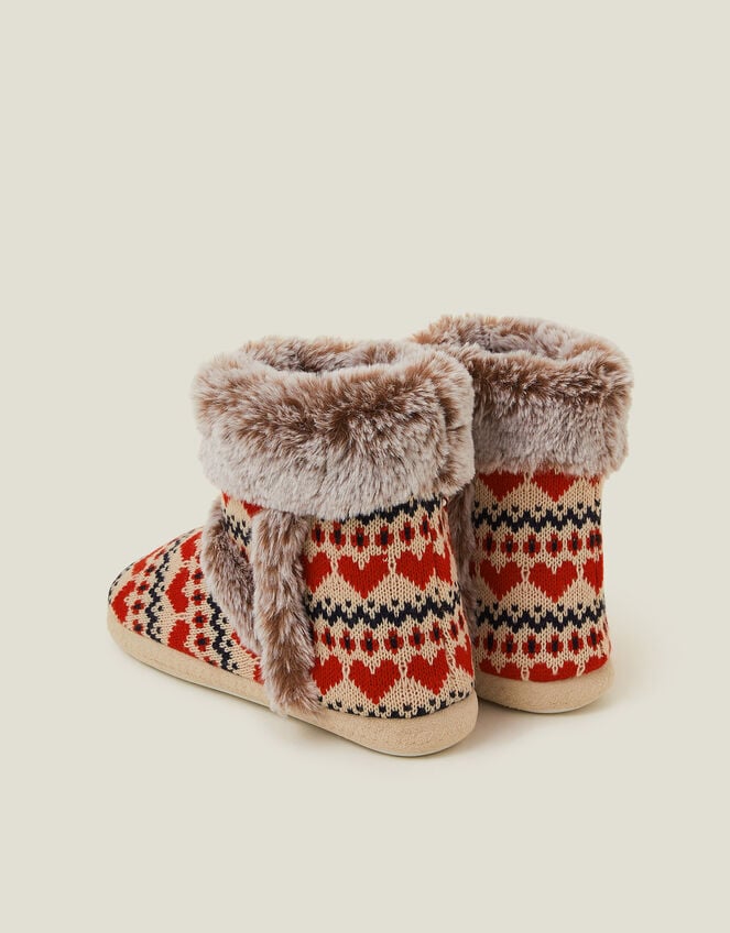 Fair Isle Faux Fur Boot Slippers, Multi (BRIGHTS MULTI), large