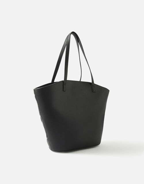 Cross-Weave Tote Bag, Black (BLACK), large