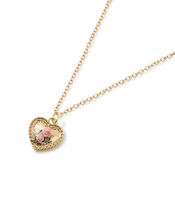 Romantic Ramble Rose Print Heart Pendant Necklace, , large