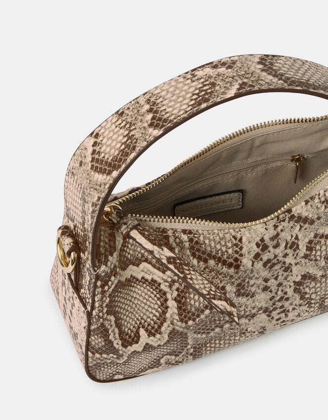 Mini Faux Snakeskin Handbag, , large