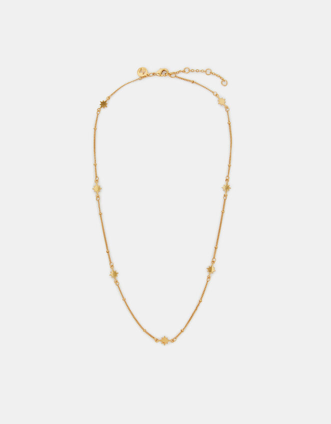 14ct Gold-Plated Star Station Necklace, , large