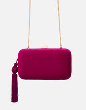 Velvet Hardcase Clutch Bag, Pink (FUCHSIA), large