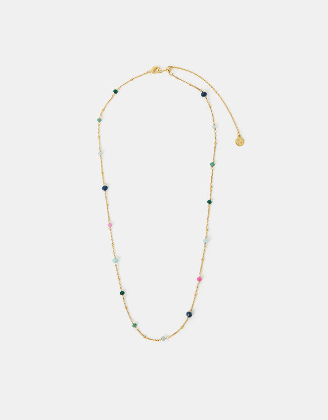 14ct Gold-Plated Beaded Station Necklace, , large