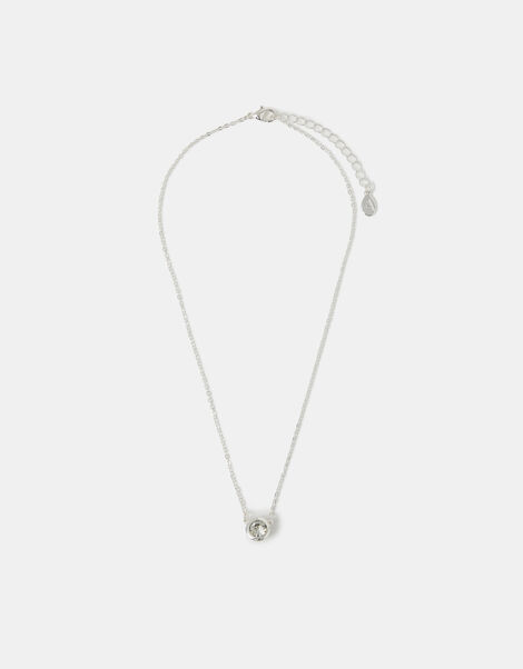 Solitaire Pendant Necklace, Silver (SILVER), large