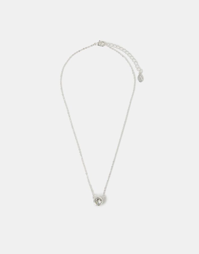 Solitaire Pendant Necklace, Silver (SILVER), large