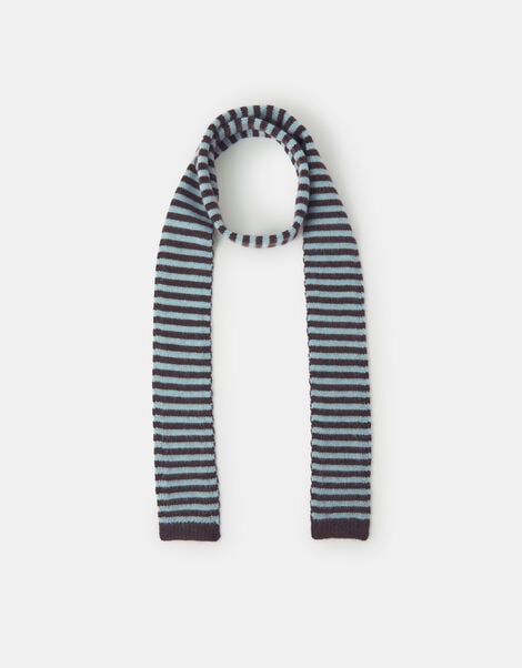 Stripe Knitted Skinny Scarf, , large