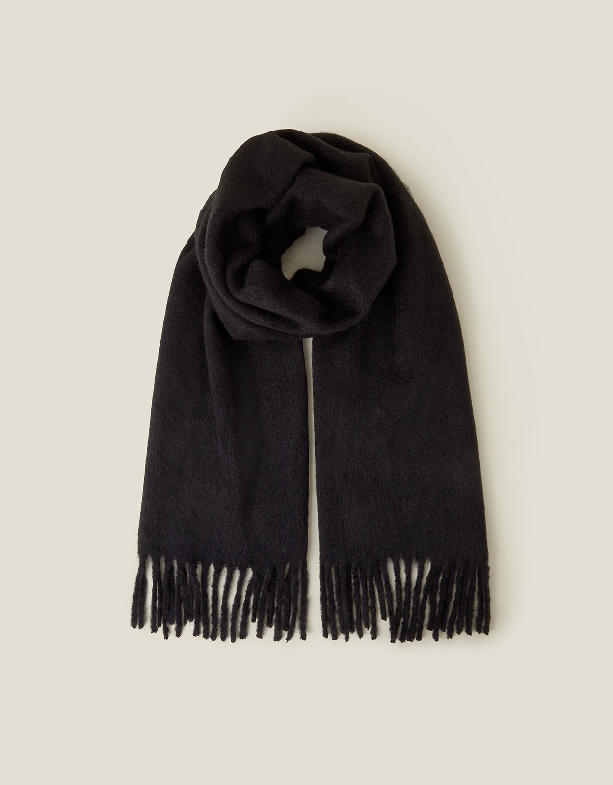 accessorize Plain Tassel Scarf Black