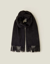 Plain Tassel Scarf, Black (BLACK), large