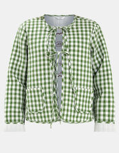 Cherry Gingham Quilted Jacket, Green (GREEN), large