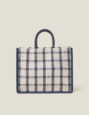 Woven Check Print Shopper Bag, , large