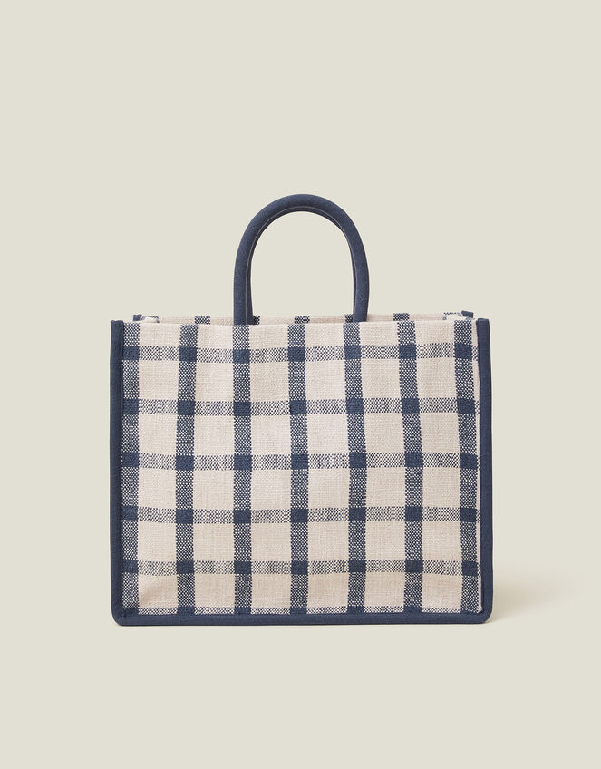 Woven Check Print Shopper Bag, , large