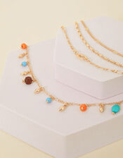 Beaded Charm and Chain Anklets 4 Pack, , large
