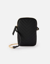 Quilted Phone Purse, Black (BLACK), large