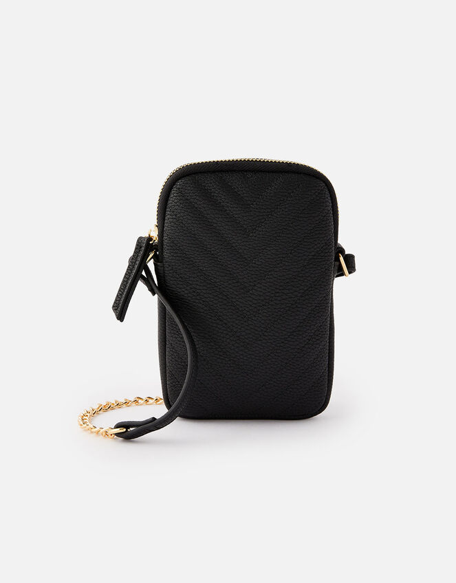 Quilted Phone Purse, Black (BLACK), large