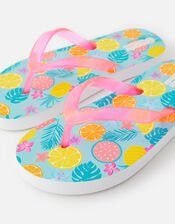Girls Fruit Print Flip Flops, Multi (BRIGHTS-MULTI), large