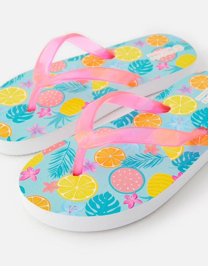 Girls Fruit Print Flip Flops, Multi (BRIGHTS-MULTI), large