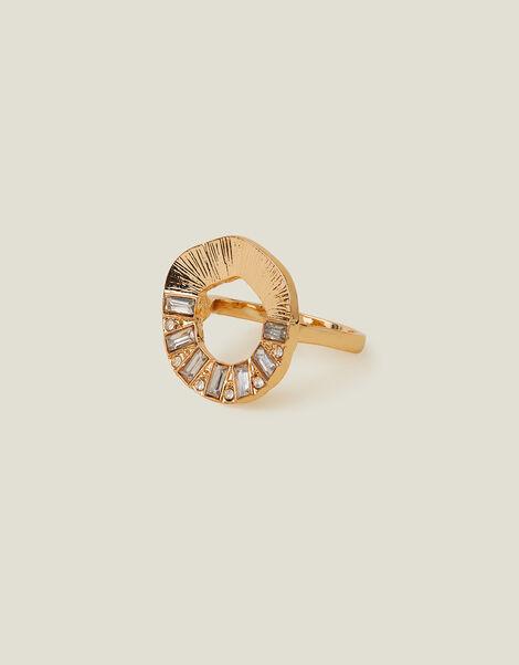 Baguette Crystal Textured Ring, White (CRYSTAL), large
