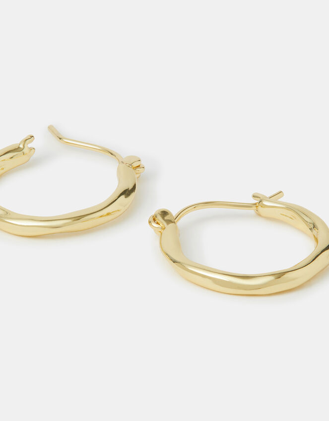 14ct Gold-Plated Small Molten Hoop Earrings, , large