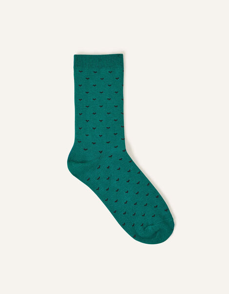 Ditsy Heart Print Socks, Teal (TEAL), large