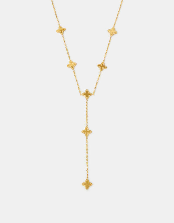 Stainless Steel Clover Lariat Necklace, , large