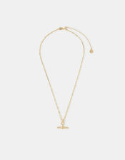 14ct Gold-Plated T-Bar Pendant Necklace, , large