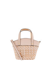 Mini Bucket Bag with Woven Metallic Panel, , large