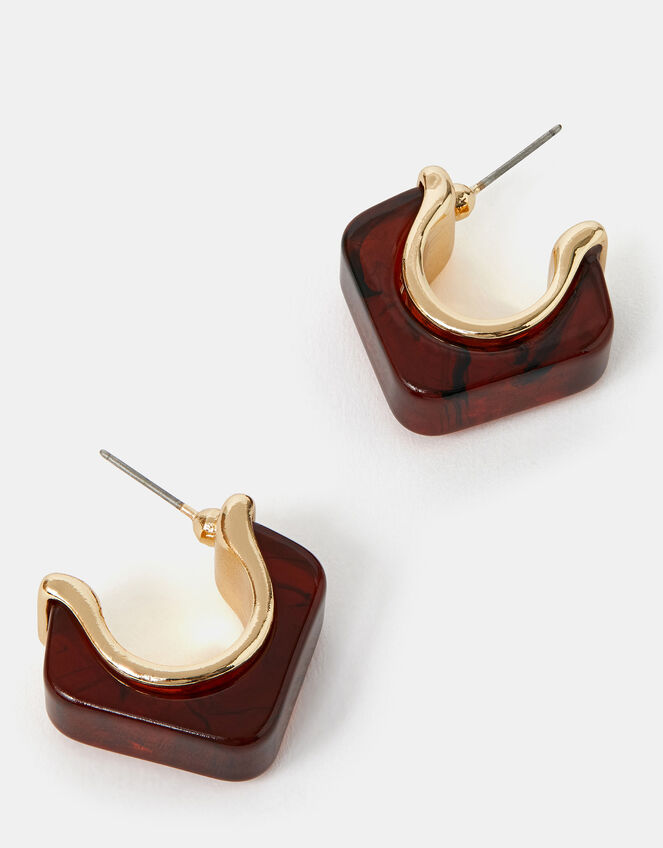 Resin Square Hoop Earrings, , large