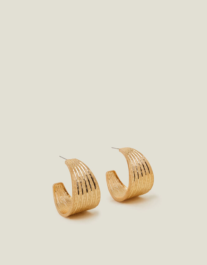 Textured Ridge Hoop Earrings, , large