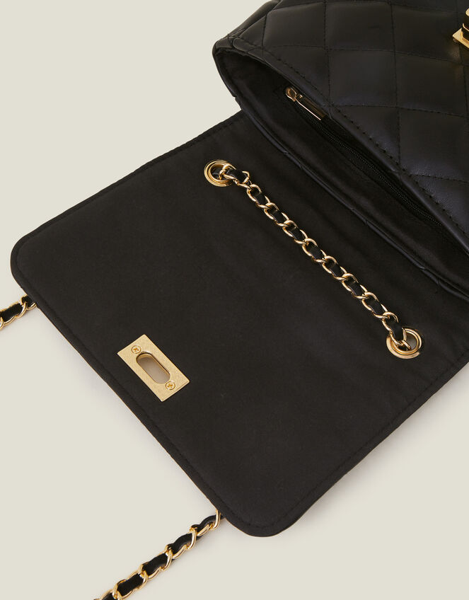 Quilted Cross-Body Bag, Black (BLACK), large