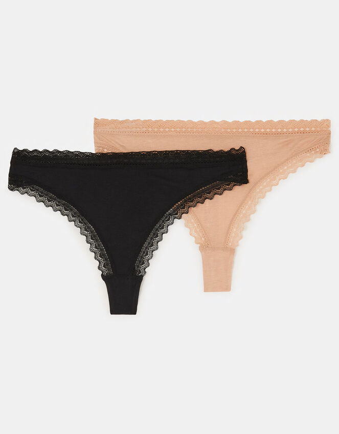 2-Pack Lace-Trim Thongs, Multi (ASSORTED), large