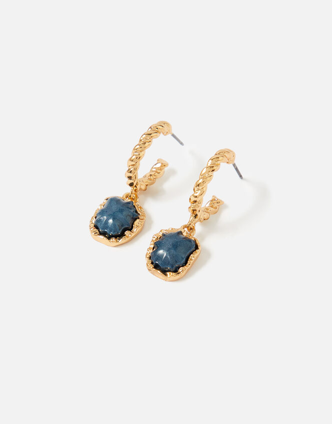 Country Retreat Twist Stone Earrings , Blue (NAVY), large