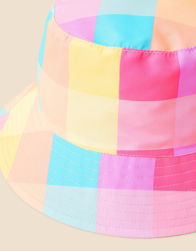 Girls Check Bucket Hat, Multi (BRIGHTS-MULTI), large