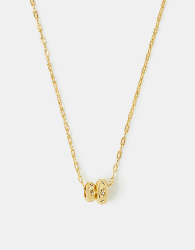 Stainless Steel Double Bead Pendant Necklace, , large