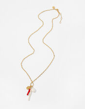 Gold-Plated Pearl Charmy Necklace, , large